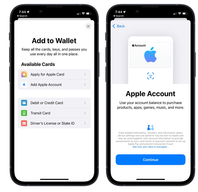 高县苹果手机维修分享iOS 15.5钱包App如何添加 Apple 账户 